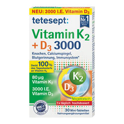 قرص ویتامین K۲ و D3 ۳000 تتسپت Tetesept