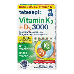 قرص ویتامین K۲ و D3 ۳000 تتسپت Tetesept